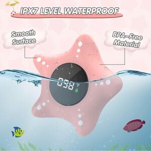 Pink Sea Star Bath Thermometer Safety, Auto On/Off, Digital Temperature Warning